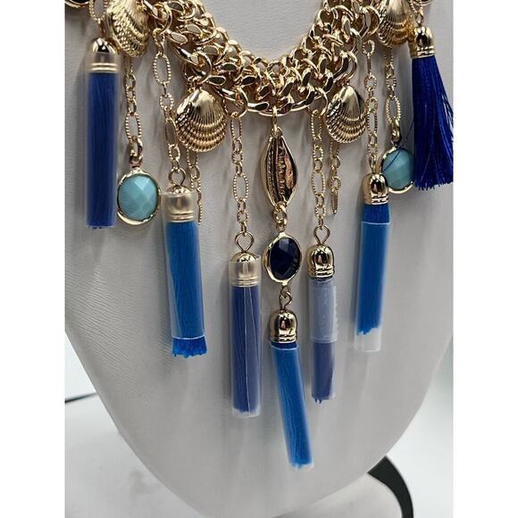 Lilly Pulitzer Seaside Tassel Bib 
Statement Necklace Capri Teal $88 New - Picture 8 of 12